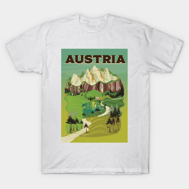 Austrian vintage travel poster T-Shirt by nickemporium1